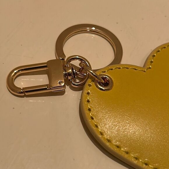 Sexy Little Vintage Handmade Genuine Leather Heart Bag Charm Yellow Keychain - Picture 3 of 7